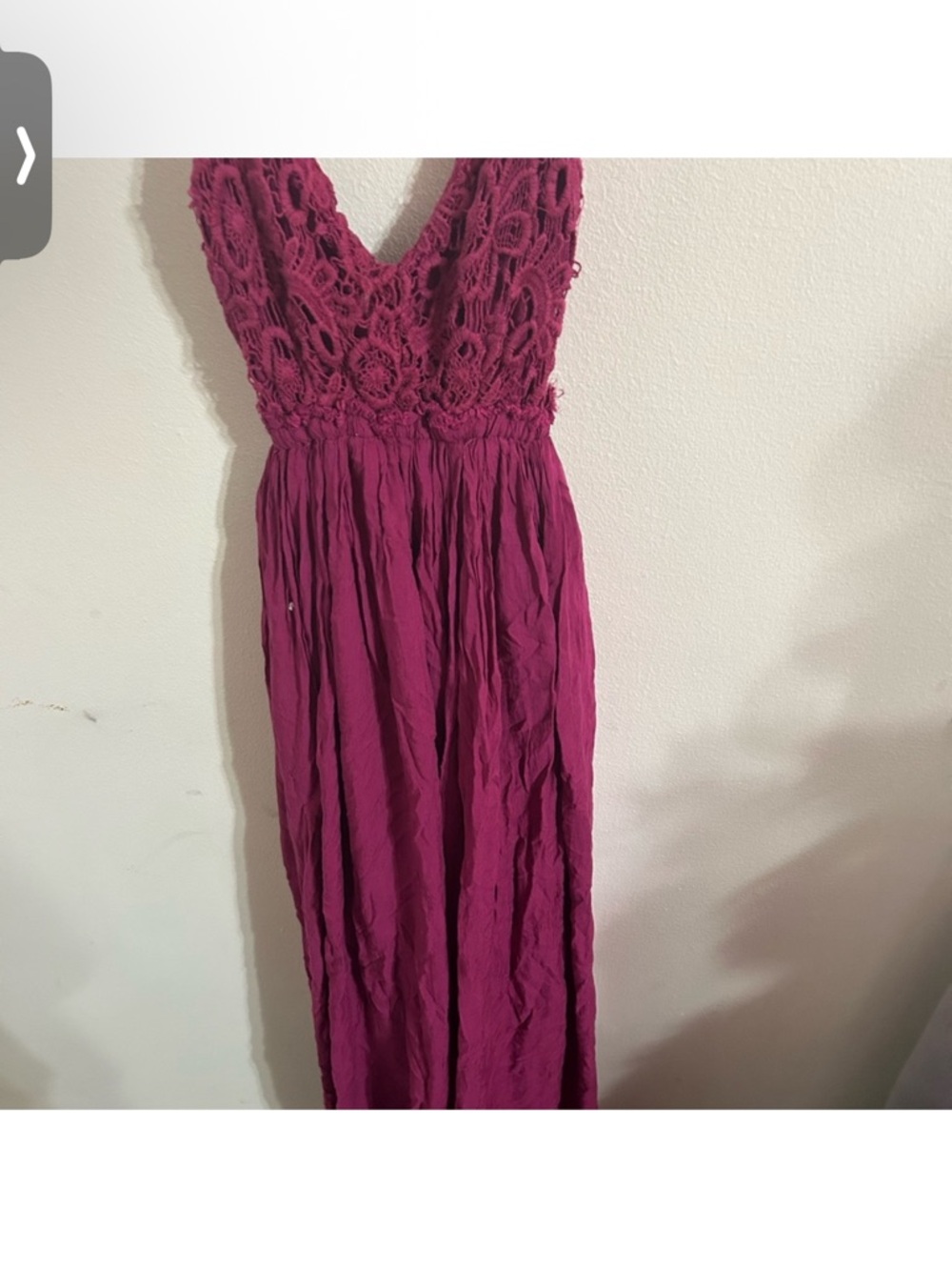 L'ATISTE Size Small Crochet Bodice Maxi Dress in Magenta